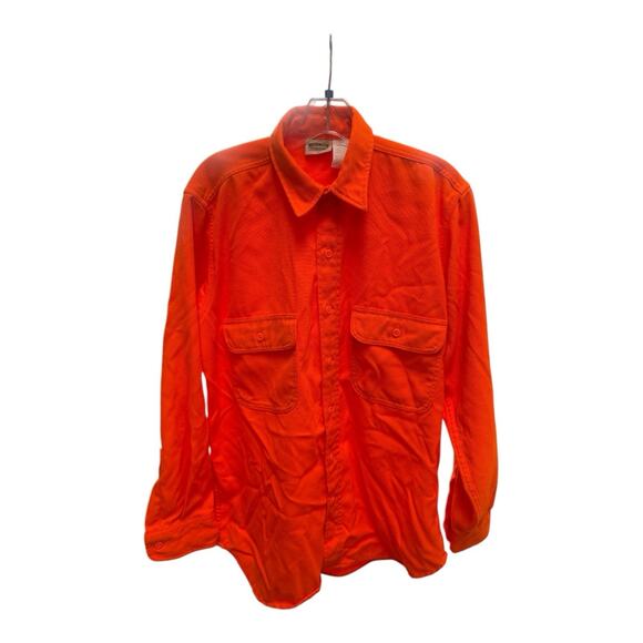 VTG 80s Five Brother M Blaze Orange Button Up Hunting Work Shirt USA Active - Picture 1 of 4